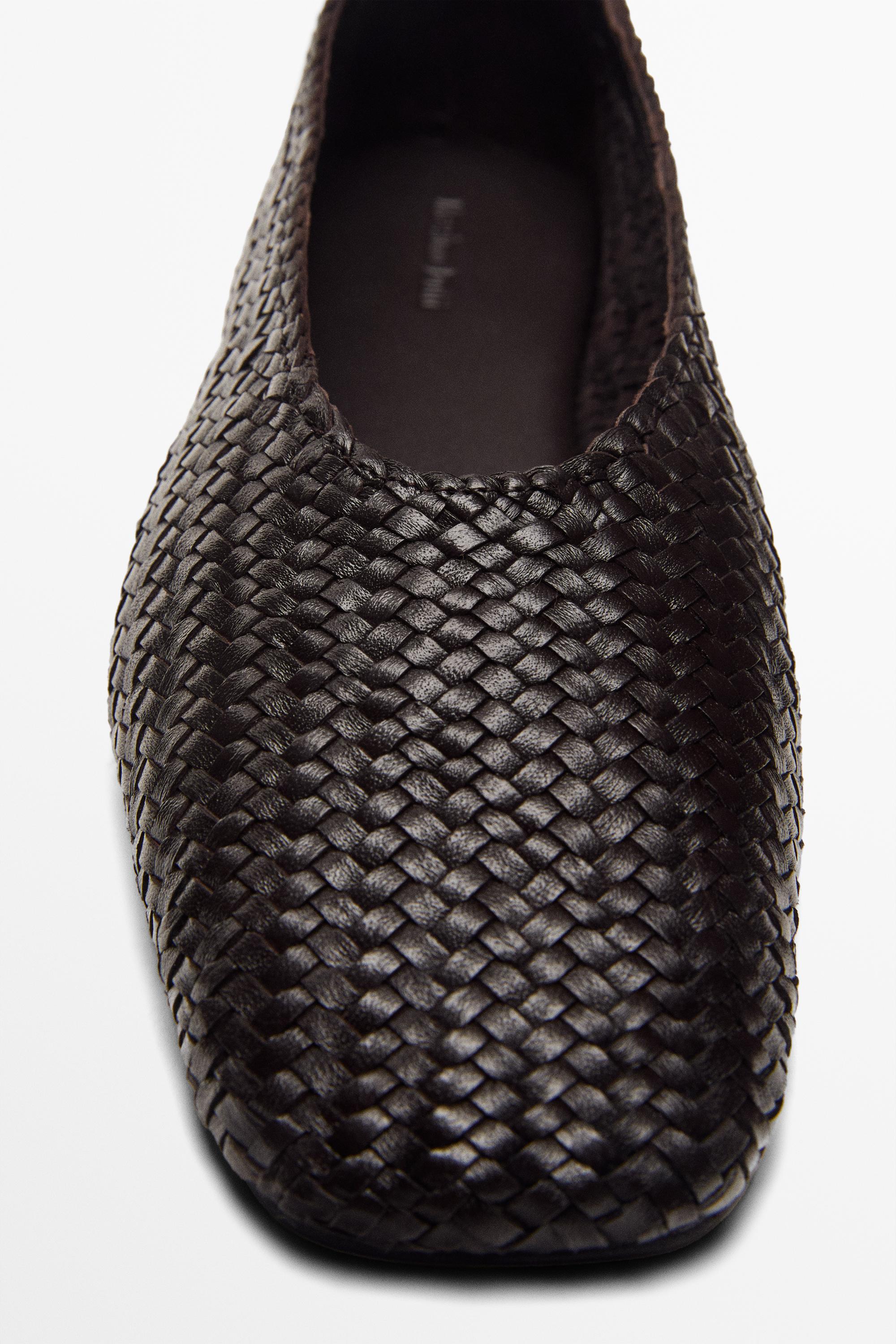 Braided leather ballet flats