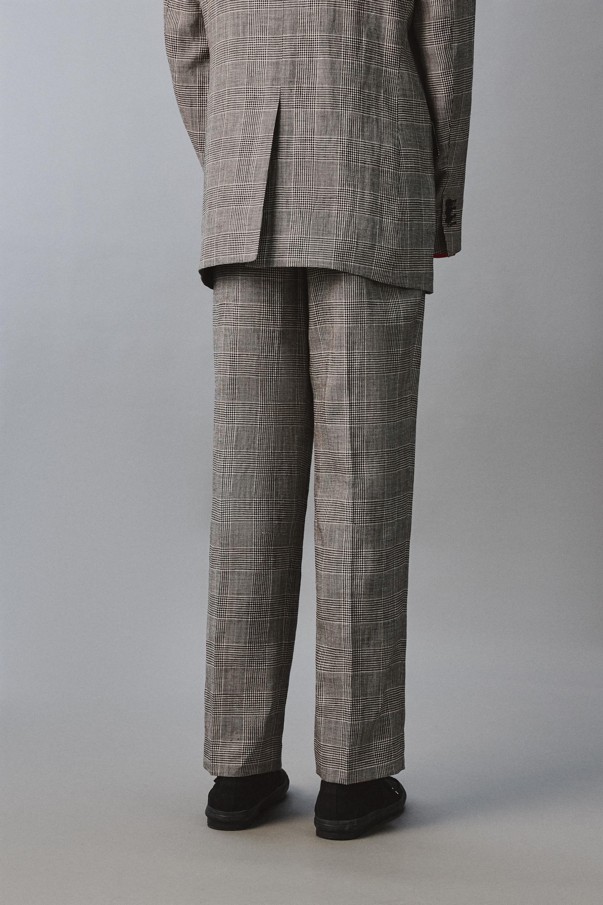 WOOL-LINEN CHECK SUIT PANTS AARON LEVINE X ZARA