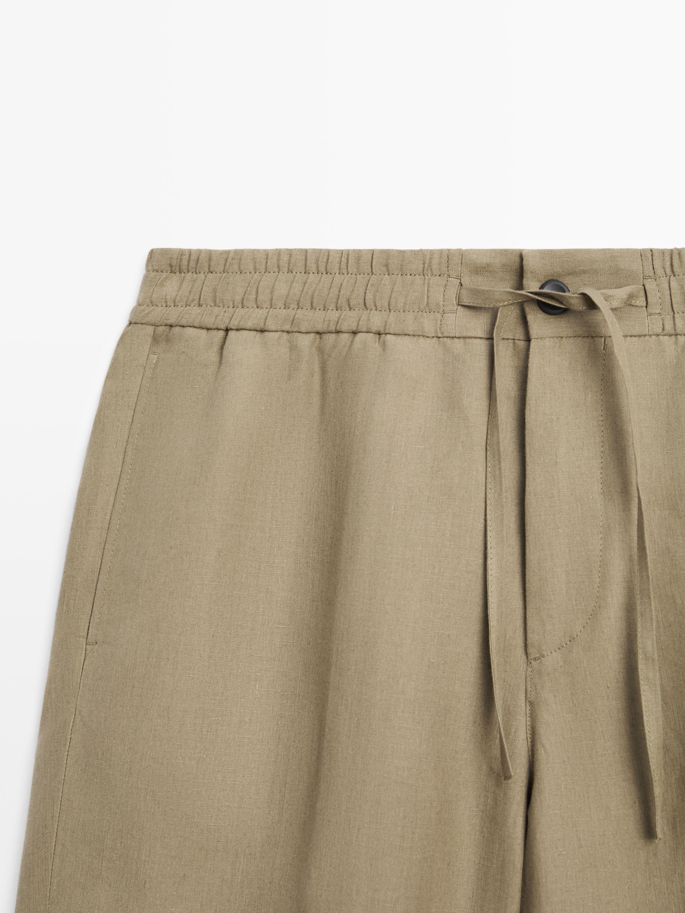 Linen jogger-fit Bermuda shorts