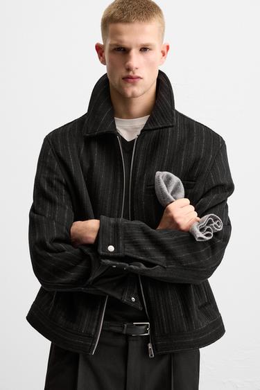 STRIPED WOOL JACKET - Black by Zara - Image 4