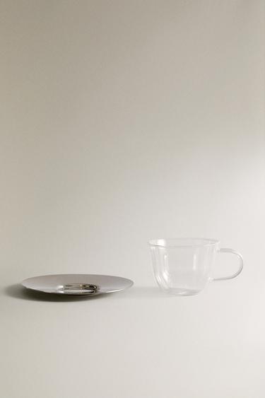 BOROSILICATE GLASS TEACUP AND SAUCER - 990 by Zara - Image 3