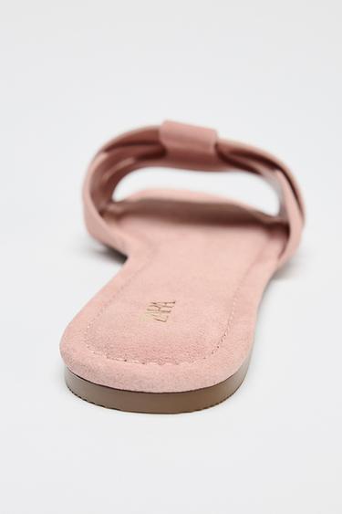 SANDALES PLATES EN CUIR CROISÉES - Rose de Zara - Image 5