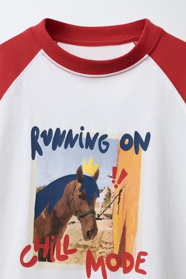 HORSE RAGLAN SLEEVE T-SHIRT - White by Zara - Image 2