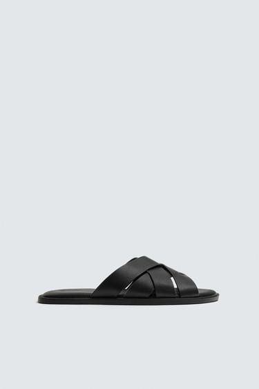 SANDALES EN CUIR À BRIDES - Noir de Zara - Image 0