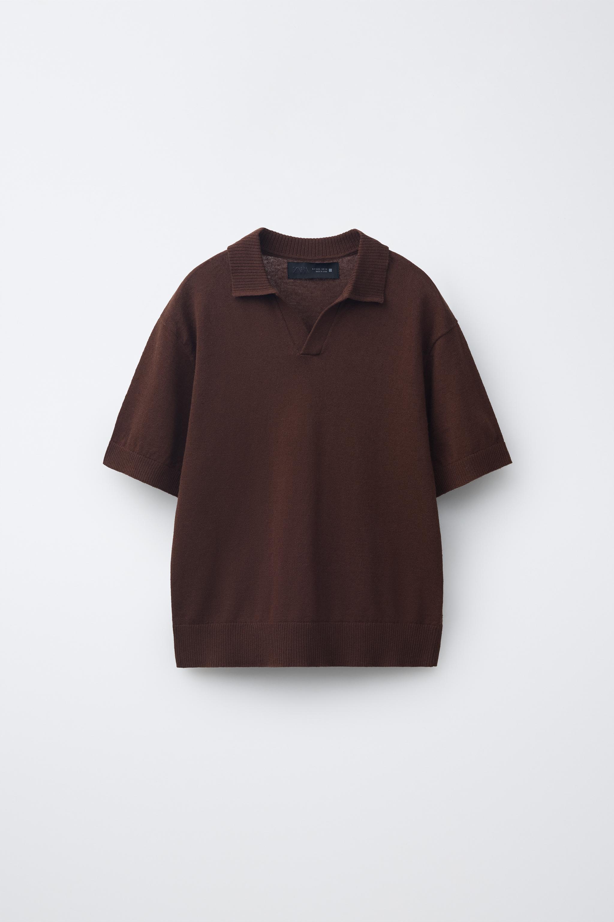 COTTON AND LINEN POLO SHIRT - Blue | ZARA United States