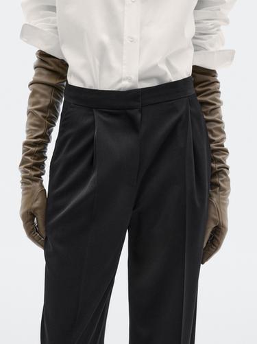 Zara 100% wool wide-leg trousers with dart - LIMITED - Black