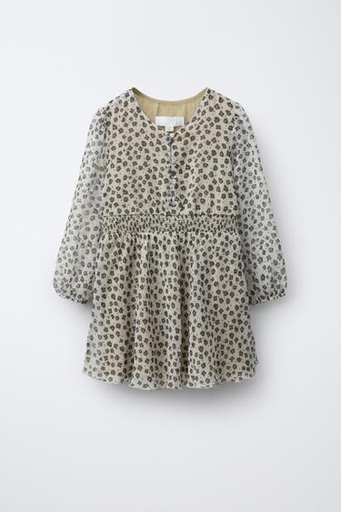 Zara FLORAL PRINT DRESSZ - Ecru
