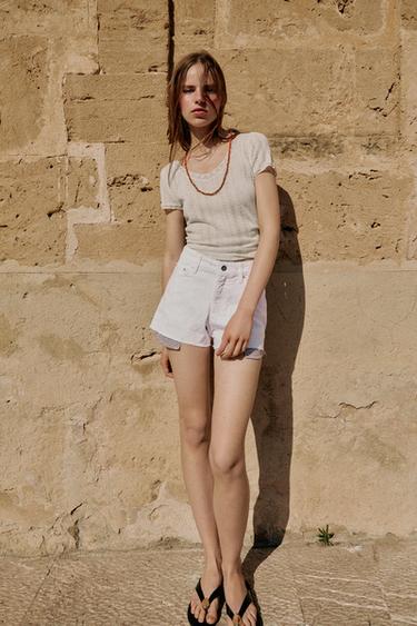 SHORT Z1975 MOM FIT EFFILOCHÉ - Blanc de Zara