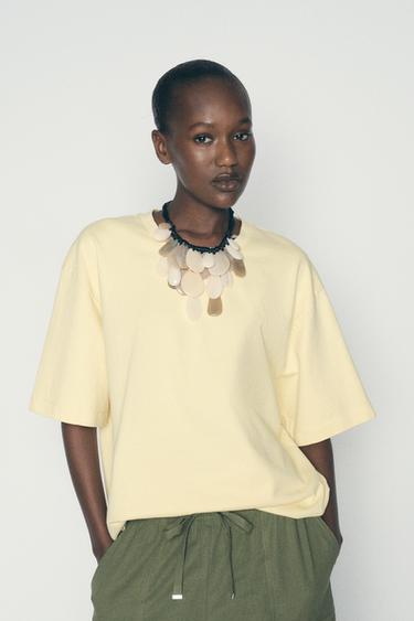 OVERSIZED WASHED  T-SHIRT - Yellow by Zara