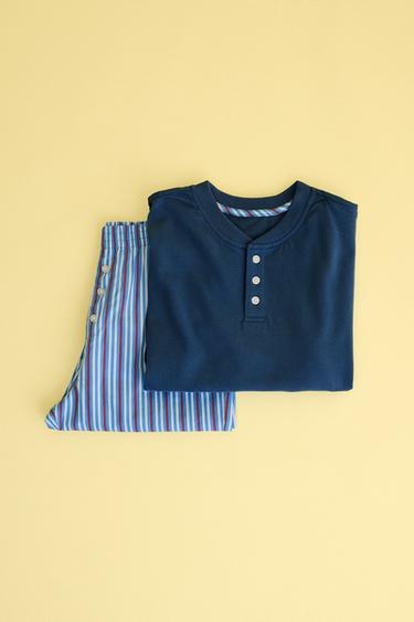 6-14 ANS/ PYJAMA RAYURES COMBINÉ - Bleu de Zara