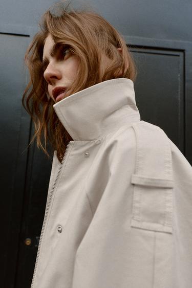 CROPPED DOUBLE-BREASTED TRENCH COAT - Stone by Zara - Image 3
