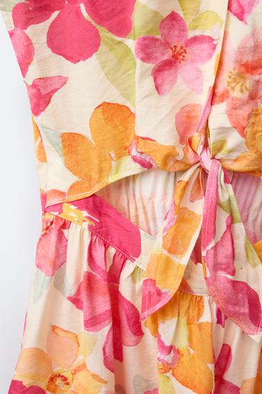 KLEID MIT PRINT, KNOTEN UND CUT-OUTS - Pink von Zara
