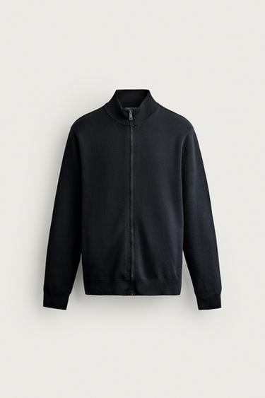 ZIP CARDIGAN — Dark navy 1