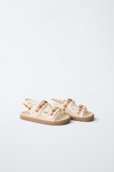 EMBROIDERED SANDALS - Ecru White by Zara - Image 1