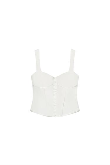 ТОП-БЮСТЬЄ З АТЛАСНИМИ ВСТАВКАМИ - Сірувато-білий Zara