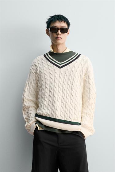 CABLE-KNIT SWEATER - Ecru by Zara