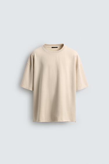 Zara WASHED RELAXED FIT T-SHIRT - Ecru