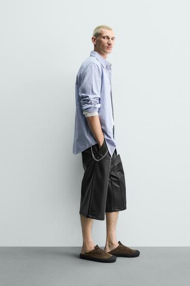 BERMUDA WIDE FIT MATIÈRE SYNTHÉTIQUE - Noir / Blanc de Zara - Image 3