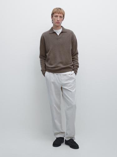 Zara Wool blend V-neck polo sweater - Gray - Image 0