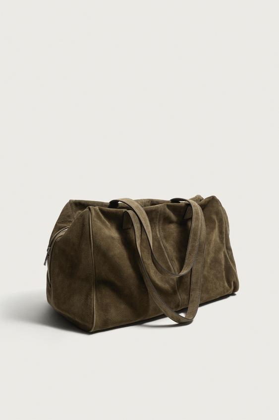 SAC DE VOYAGE CUIR - Vert kaki de Zara - Image 3