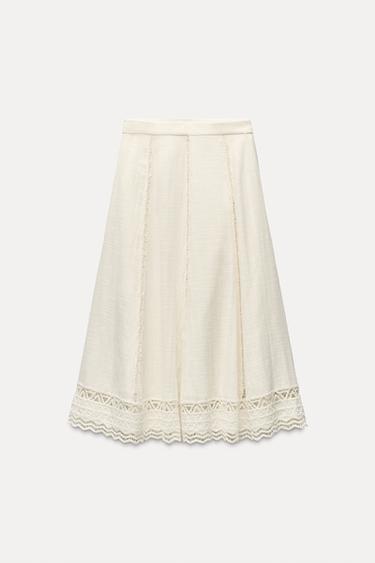 ZW COLLECTION CROCHET SKIRT - Ecru by Zara