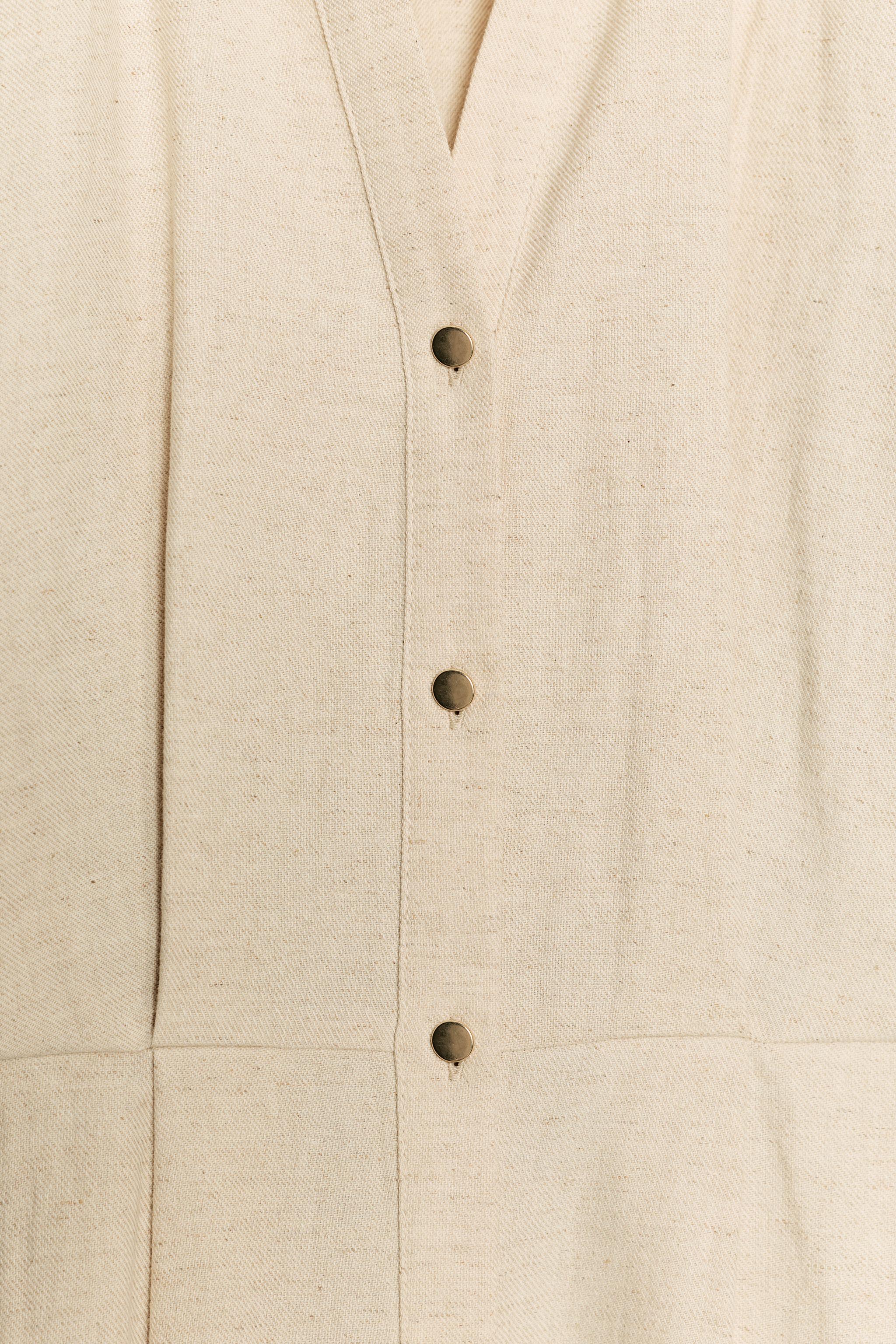 Женские платья Zara LINEN BLEND SHIRTDRESS — фото 9