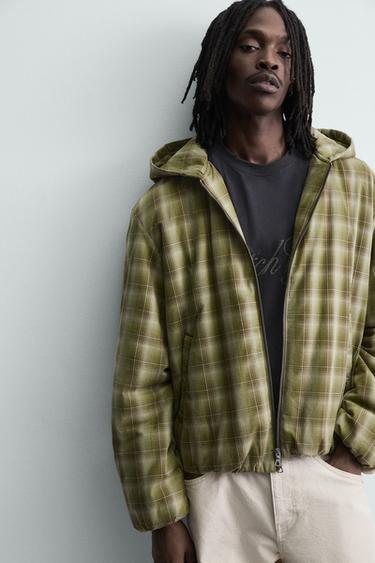 CHECKED HOODIE JACKET - Light green by Zara - Image 5