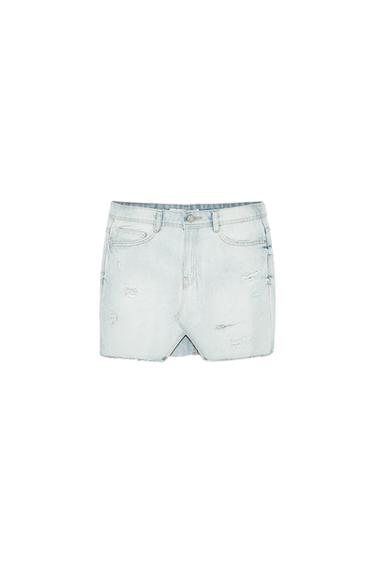 RIPPED DENIM MINI SKIRT