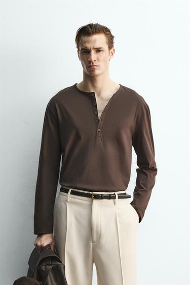 CAMISETA CUELLO PANADERO LIMITED EDITION - Marrón de Zara