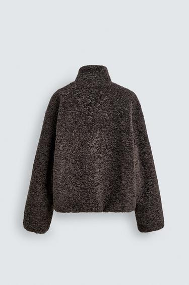 BLOUSON EFFET MOUTON - Marron / Vert de Zara - Image 7