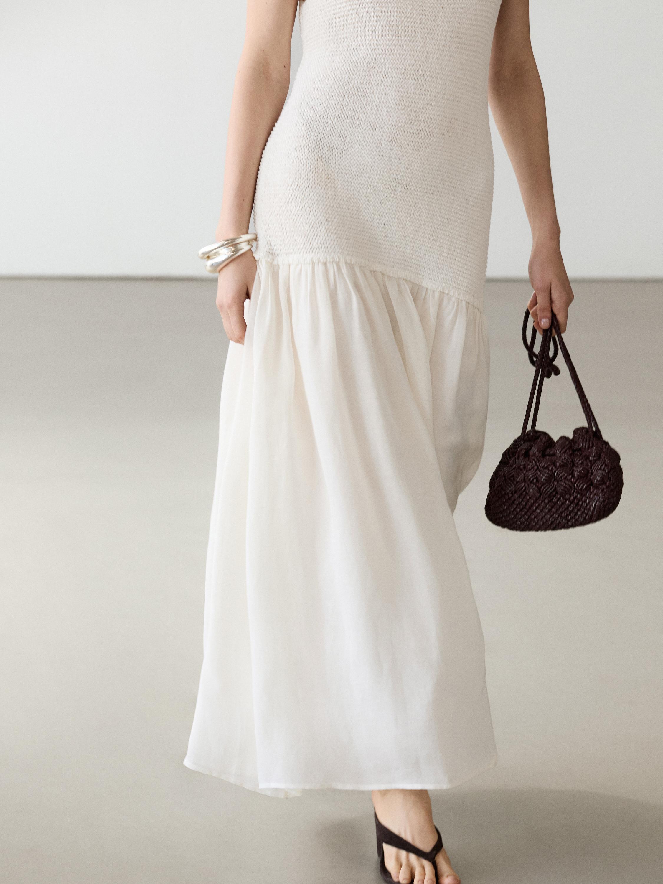 Long matching linen blend dress