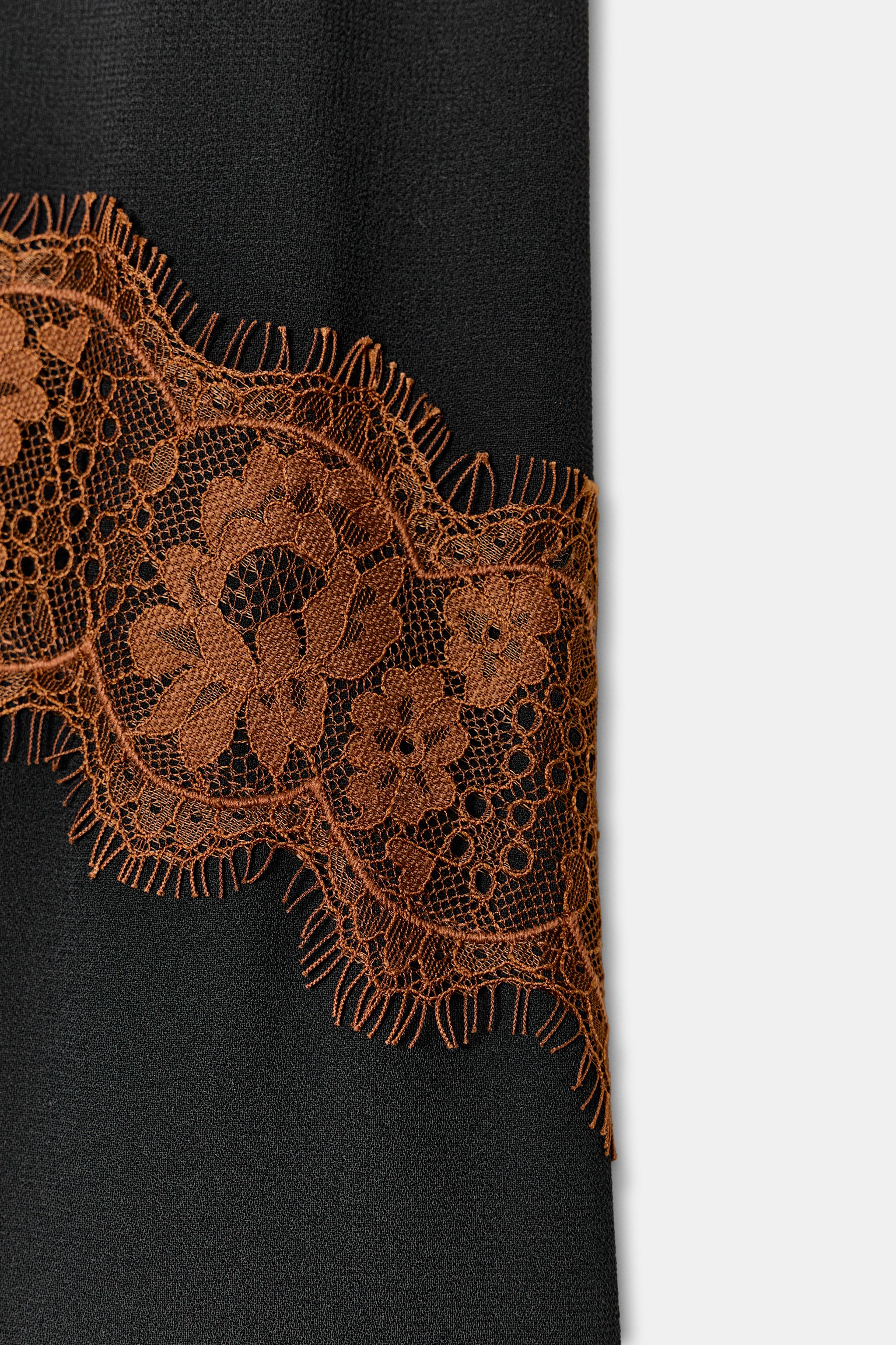 CONTRAST LACE SHORT DRESS - Black / Brown | ZARA Australia