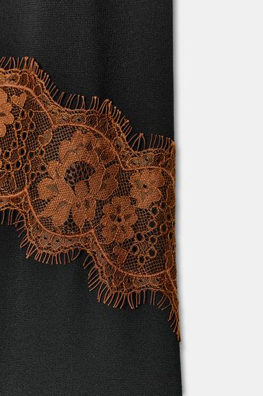 LACE TRIM SHORT DRESS - Black / Brown by Zara - Image 8
