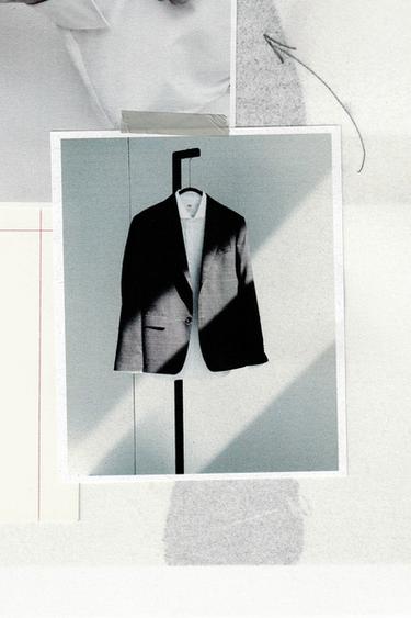 Zaras RUTIG KOSTYMKAVAJ AV 100% YLLE - Mörkgrå gråmelerad