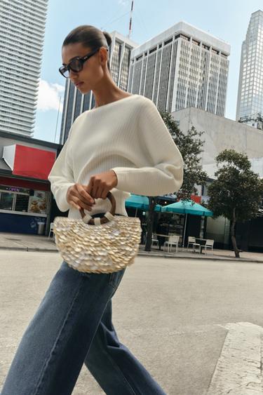 BOLSO DE MANO APLIQUES - Gris perla de Zara