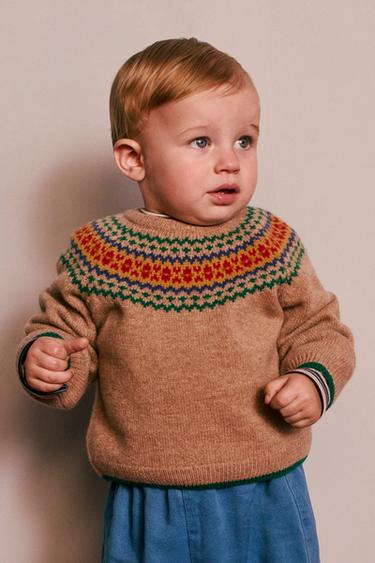 FAIR ISLE PRINT 100% WOOL JUMPER CREATED BY CARAMEL LONDON X ZARA - Beige by Zara