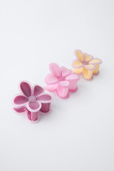 3-PACK OF FLOWER HAIR CLIPS - Ecru by Zara - Image 3