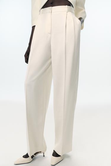 STRAIGHT TROUSERS WITH DARTS - Oyster-white by Zara - Image 1