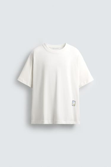 CONTRAST PATCH T-SHIRT - White by Zara - Image 5