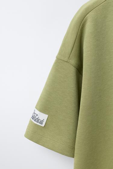 INTERLOCK T-SHIRT - washed green by Zara - Image 3