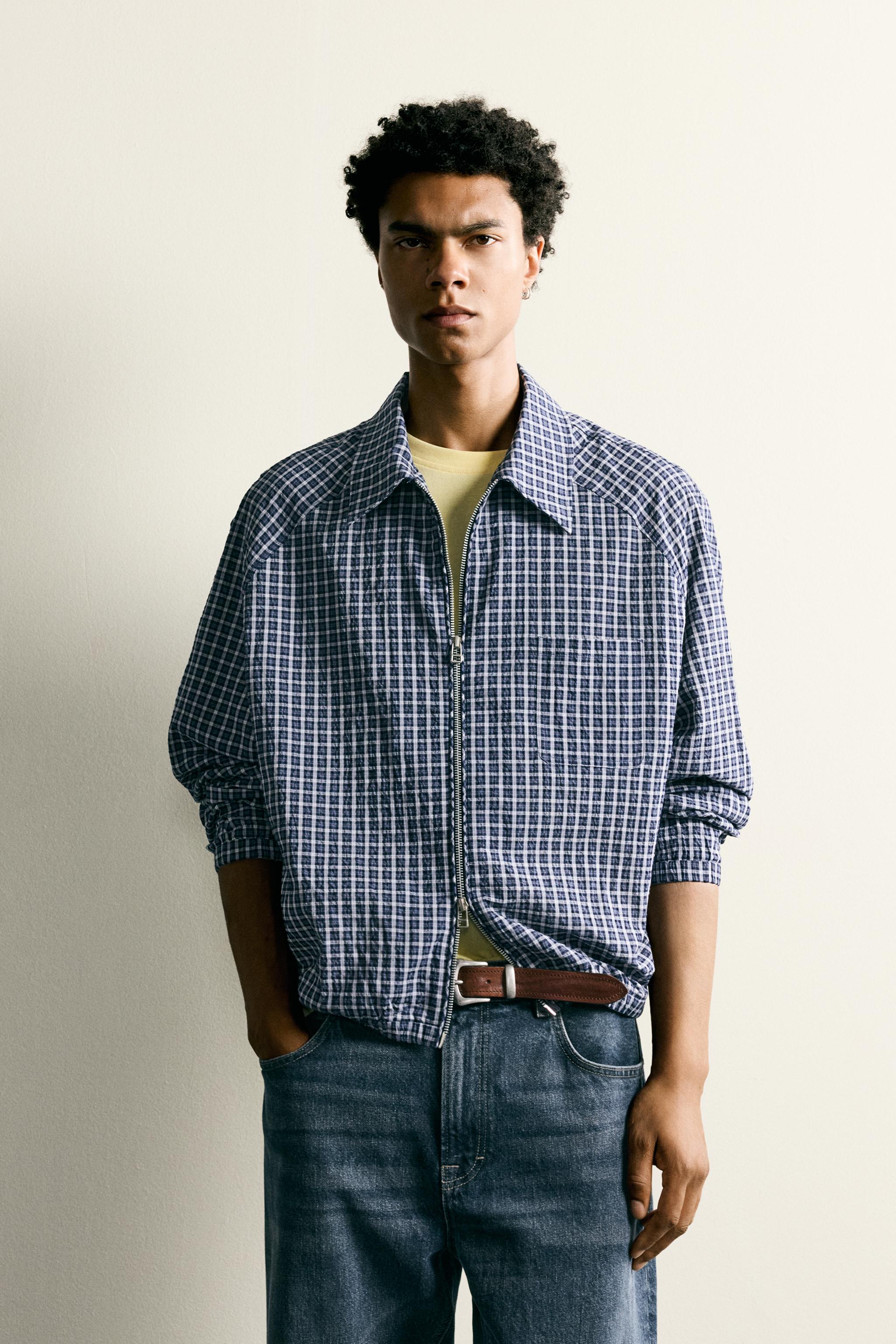 TEXTURED PLAID OVERSHIRT