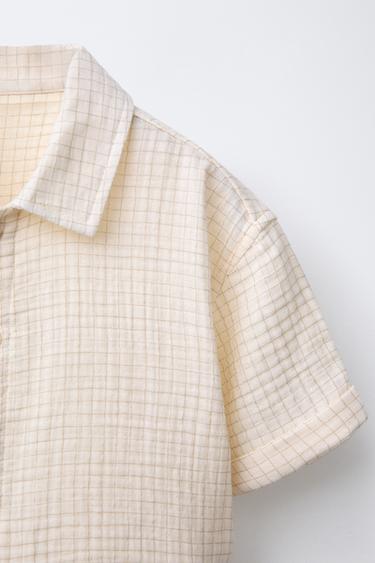 CHECK TEXTURED SHIRT - Ecru by Zara - Image 3