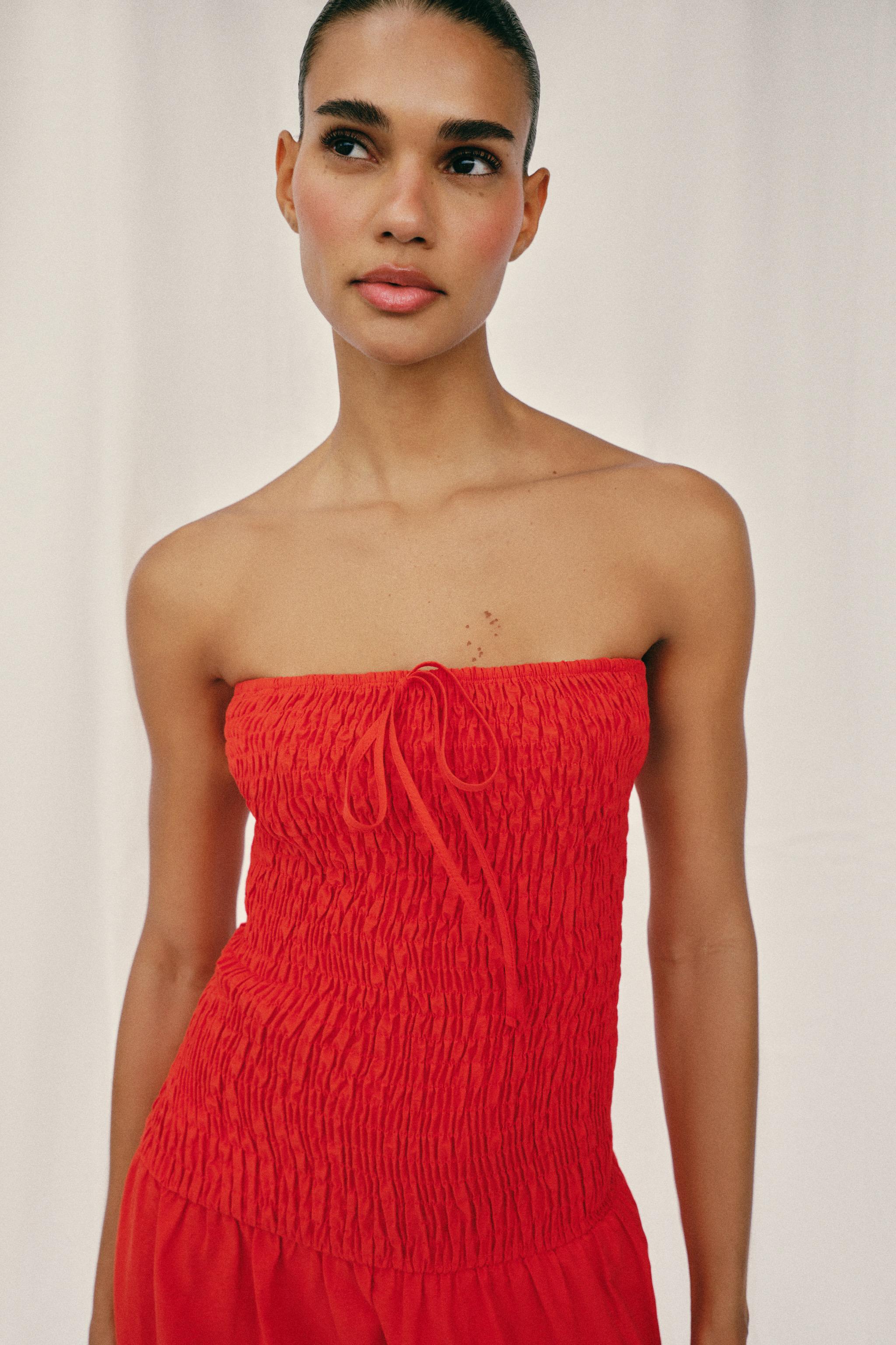 SMOCKED MIDI DRESS
