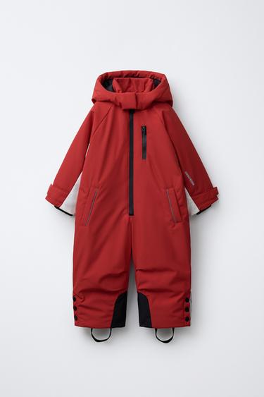WATER-RESISTANT AND WINDPROOF COLOUR BLOCK SKI SUIT - Red by Zara
