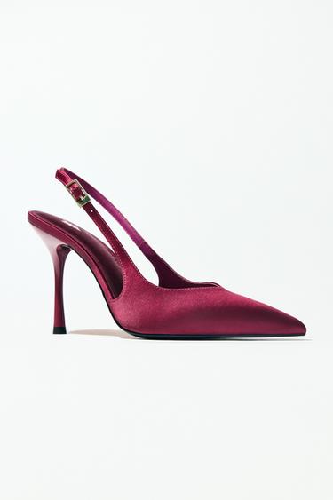 SATIN-EFFECT SLINGBACK SHOES - Pink by Zara