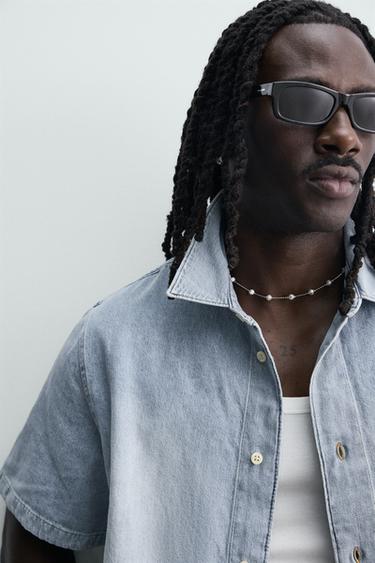 LIGHTWEIGHT BOXY FIT DENIM SHIRT - Light blue by Zara - Image 5