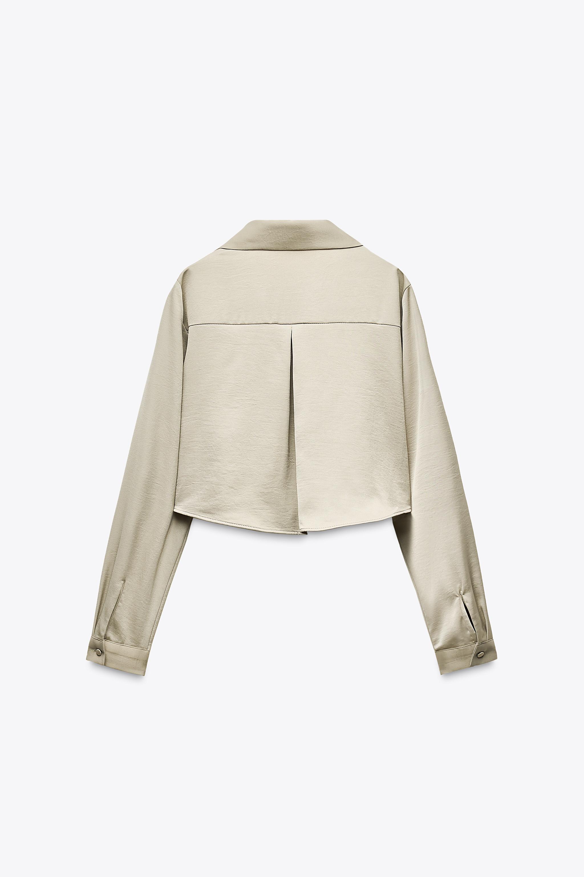 SATIN EFFECT CROPPED SHIRT - Brown | ZARA United States