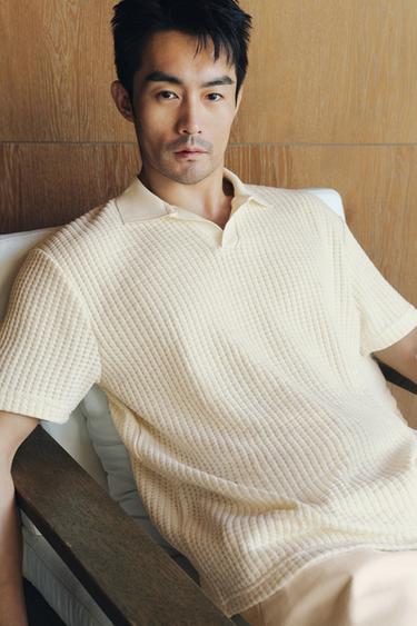 Zara 紋理POLO衫 - 磨白色