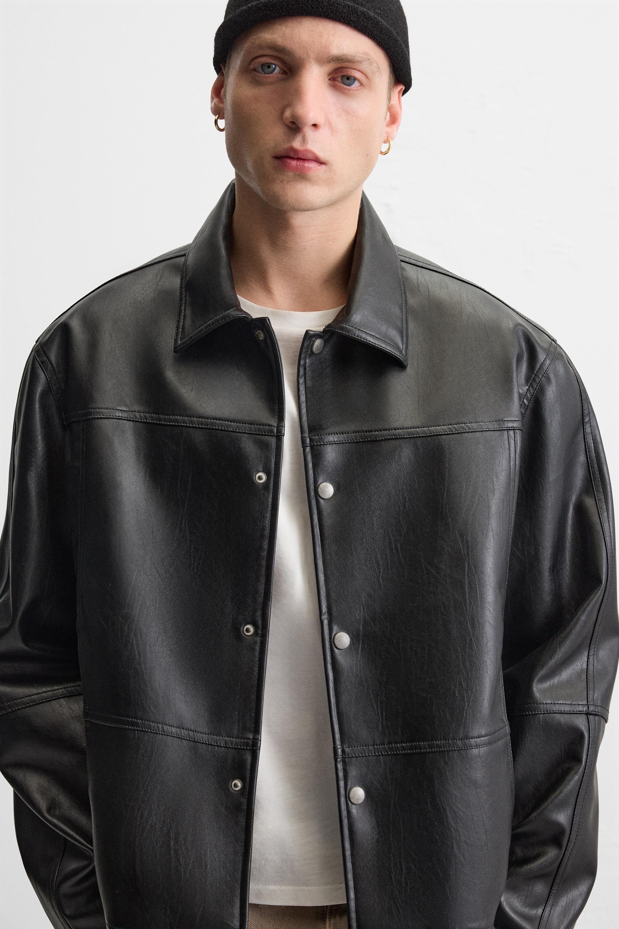 FAUX LEATHER OVERSHIRT - Black | ZARA United States