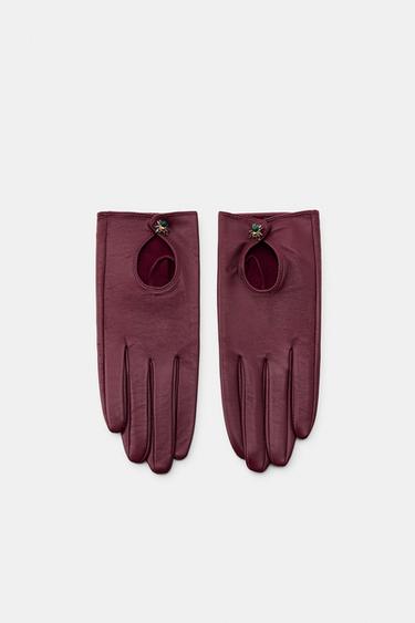 GANTS EN CUIR ARAIGNÉE - Bordeaux de Zara - Image 2